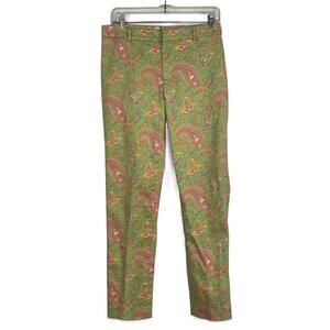 Women's Ralph Lauren Green And Pink Paisley Pants